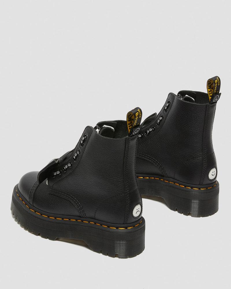 Dr Martens Sinclair Lazy Oaf Leren Platform Laarzen Dames Zwart | NL 528TCE